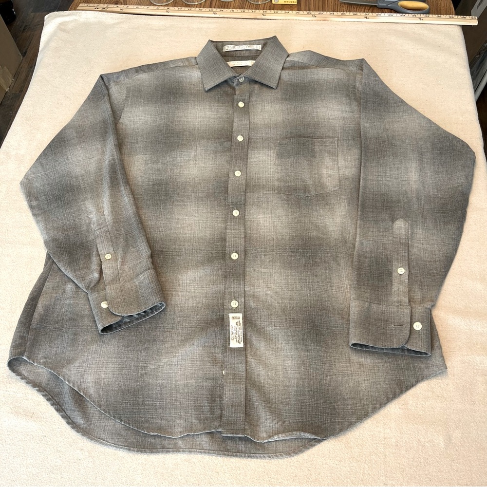Geoffrey Beene Wrinkle Free Men's Gray 2 Tone Dress Shirt-Size 17(34/35)